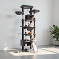 thumbnail image 1 of Pefilos 81" Tall Cat Tree for Indoor Cats, Multi-Level Cat Tower with Metal Frame Hammock, Scratching Ramp, 2 Top Perches, 2 Cozy Condos & 6 Scratching Posts, Dark Gray, 1 of 7