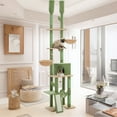 thumbnail image 1 of Pefilos 85"-112" Height Adjustable Cat Tree Tower Tall Kitty Climbing Play House Floor to Ceiling Cat Tree for Indoor with Cozy Cat Condo, Green, 1 of 10