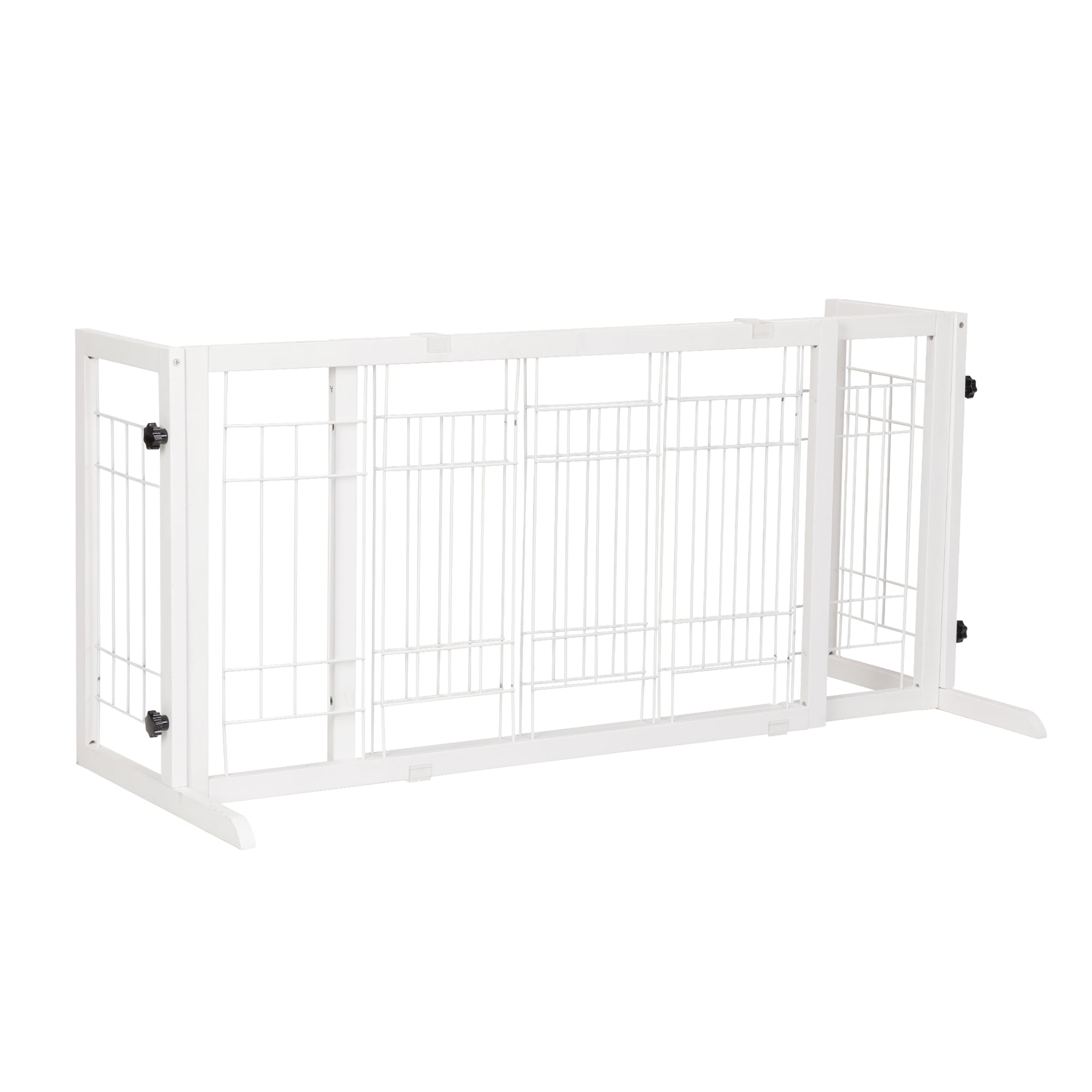 Pefilos Adjustable from 38" to 71" Wide Free Standing Pet Gates for Dogs Indoor Dog Fence, Solid Wooden Dog Gates for The House, Doorways and Stairs, White