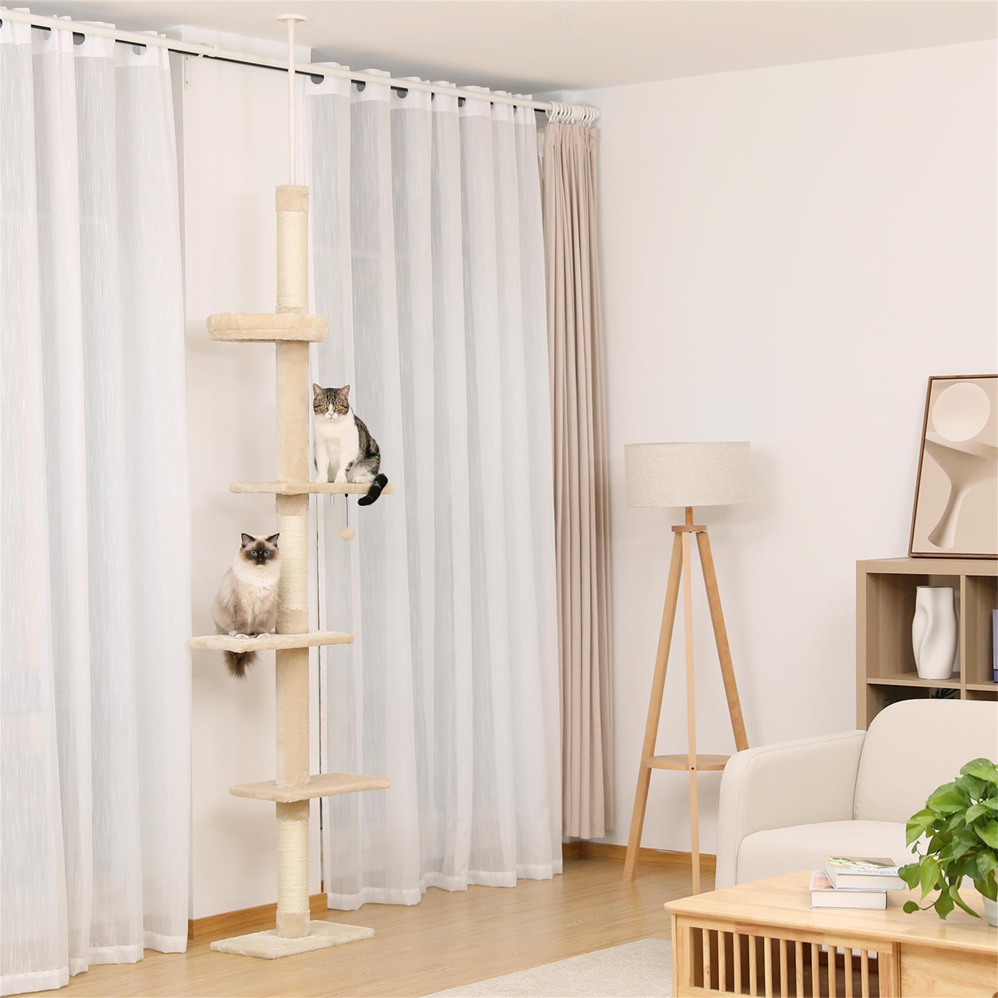Pefilos Adjustable 90"-108" Tall Cat Tree for Indoor Cats, Multilevel Cat Tower with Sisal Scratching Posts, Floor-to-Ceiling Cat Condo for Adult Cats, Beige Pefilos Adjustable 90"-108" Tall Cat Tree for Indoor Cats, Multilevel Cat Tower with Sisal Scratching Posts, Floor-to-Ceiling Cat Condo for Adult Cats, Beige