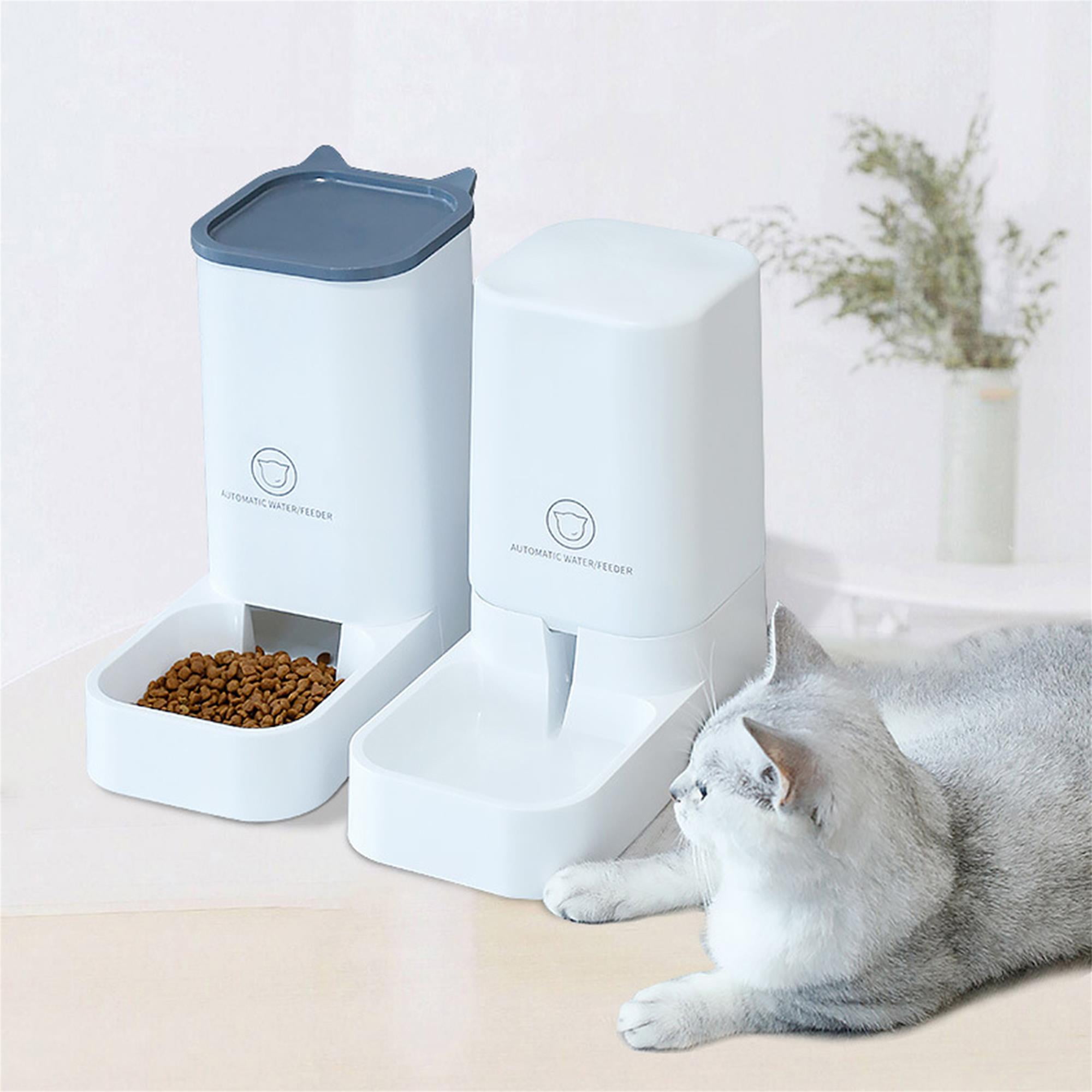 Pefilos Automatic Pets Feeder and Water Dispenser Set, Plastic Pet Dog Food Bowl for Small Medium Dogs Cats, 4.6 lbs Dog Bowl and 1.8 gal Water Bowls, White Pefilos Automatic Pets Feeder and Water Dispenser Set, Plastic Pet Dog Food Bowl for Small Medium Dogs Cats, 4.6 lbs Dog Bowl and 1.8 gal Water Bowls, White