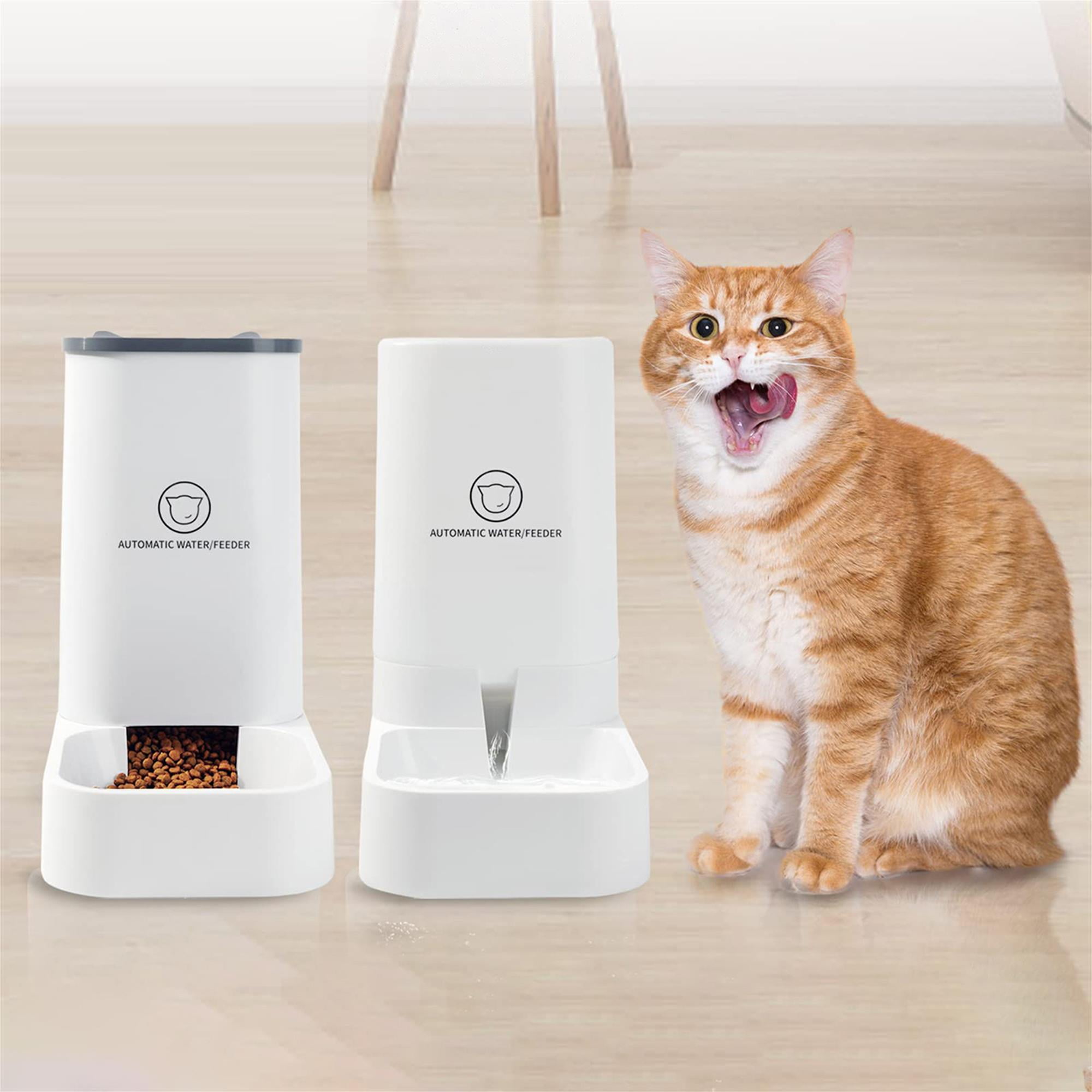 Pefilos Automatic Pets Feeder and Water Dispenser Set with 4.6 lbs Dog Bowl and 1.8 gal Water Bowls, Plastic Pet Dog Food Bowl, White Pefilos Automatic Pets Feeder and Water Dispenser Set with 4.6 lbs Dog Bowl and 1.8 gal Water Bowls, Plastic Pet Dog Food Bowl, White