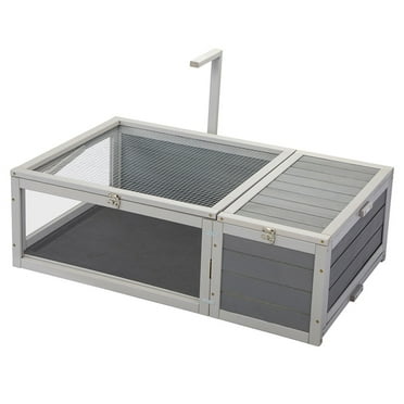 Pefilos Bunny Cage Indoor Pet House Rabbit Hutch with Pull Out Tray Poultry Cage, Gray