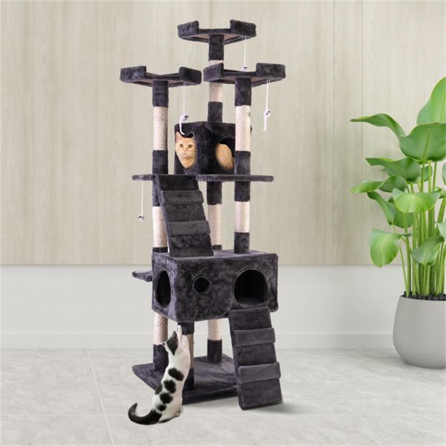 Pefilos Cat Condo for Large Cats - Cat Tree Tower for Adult Cats Cat Tree House for Indoor Cats Tiger Tough Cat Tree Tower Interactive Playground, Gray Pefilos Cat Condo for Large Cats - Cat Tree Tower for Adult Cats Cat Tree House for Indoor Cats Tiger Tough Cat Tree Tower Interactive Playground, Gray