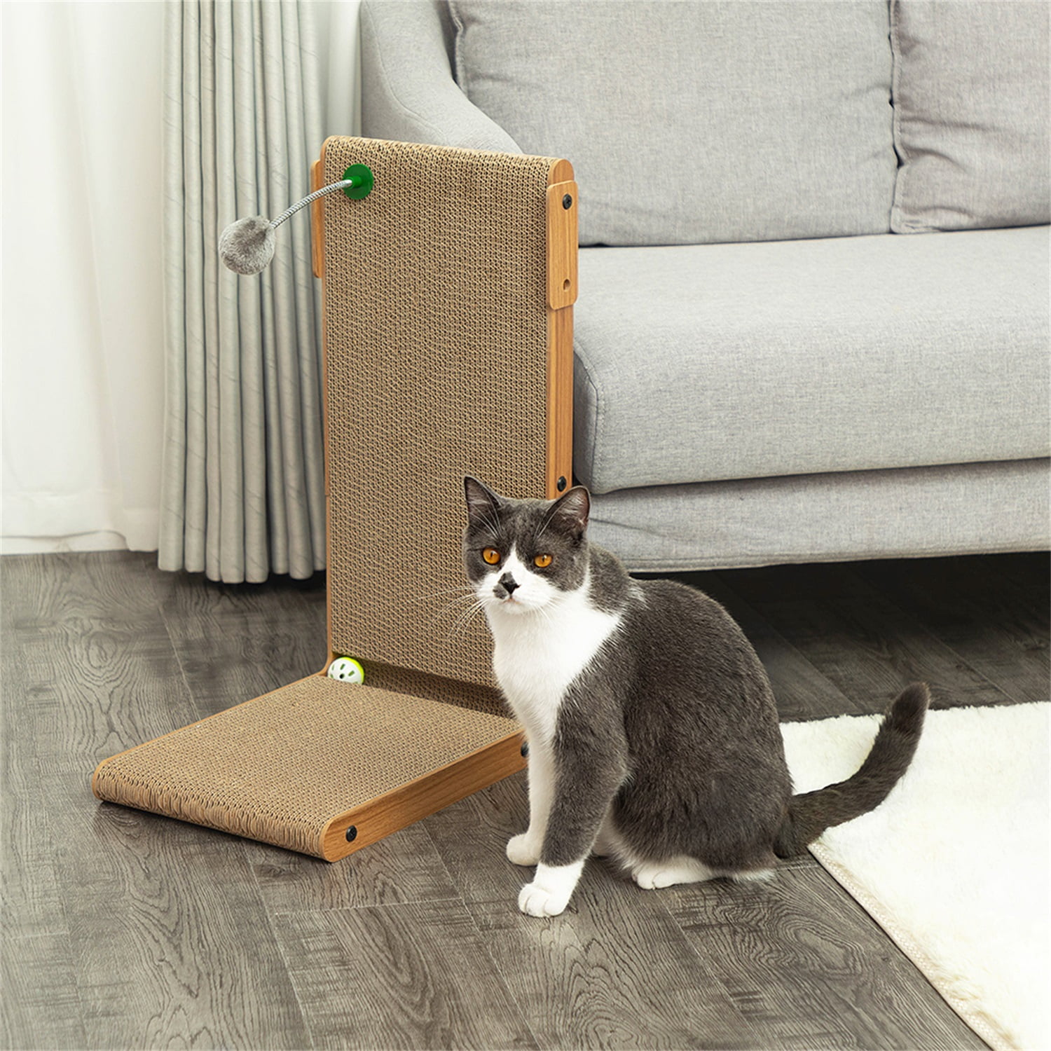 Pefilos Cat Scratching Post Toy Cardboard for Jumbo Adult Cats, Cat Scratcher for Furniture Lounge, Scratch Pad with Catnip, Cat Bed Couch for House, Brown Pefilos Cat Scratching Post Toy Cardboard for Jumbo Adult Cats, Cat Scratcher for Furniture Lounge, Scratch Pad with Catnip, Cat Bed Couch for House, Brown