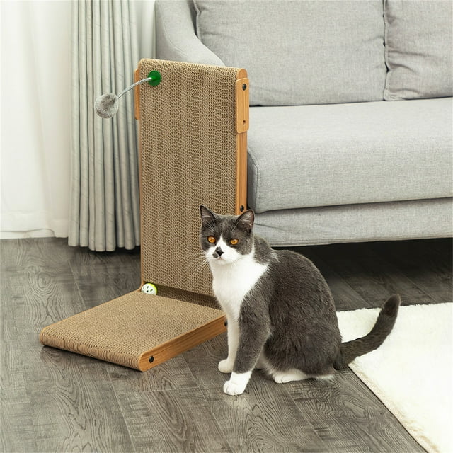Pefilos Cat Scratching Post Toy Cardboard for Jumbo Adult Cats, Cat Scratcher for Furniture