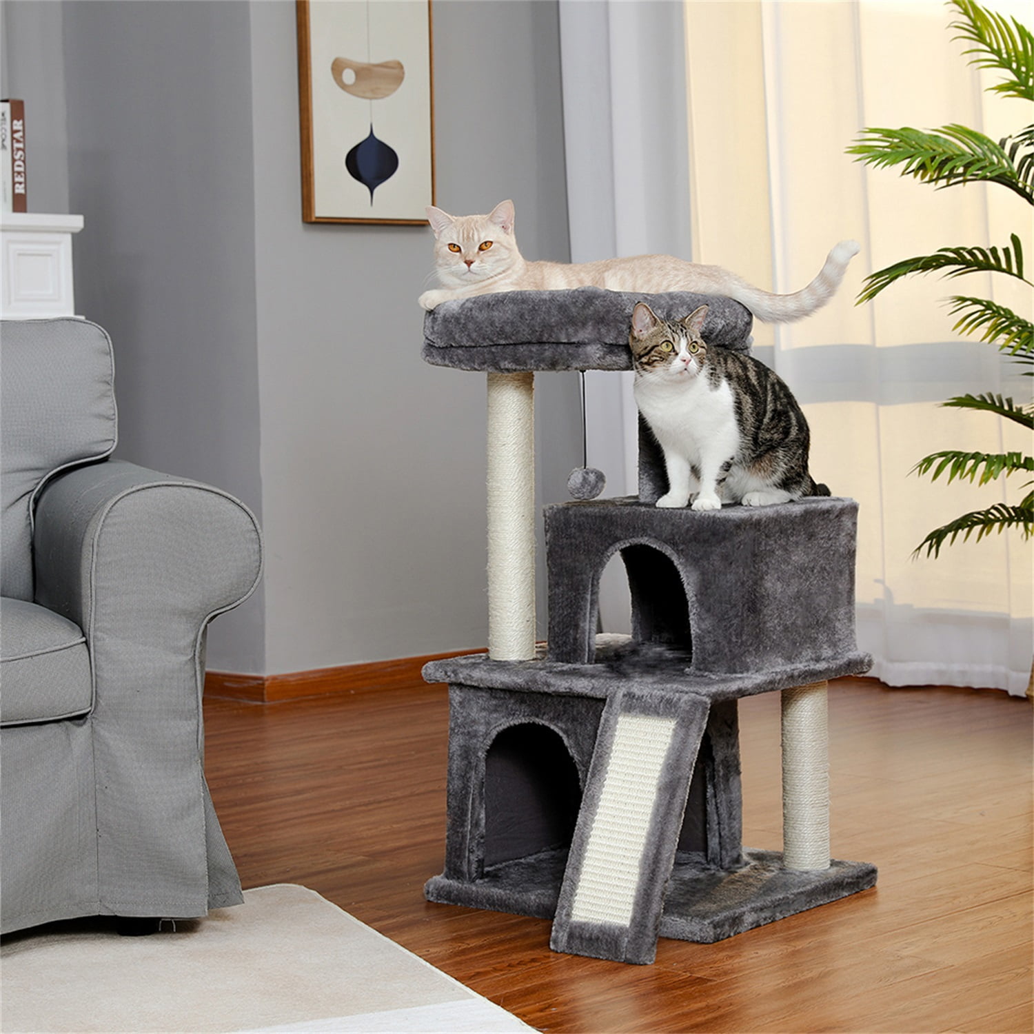 Pefilos Cat Tree for Adult Cats Cat Condo for Outside with Sisal Scratching Posts, Scratching Board, Plush Perch, Cat Tree Tower for Indoor Cats Kitty Kitten Play House, Gray Pefilos Cat Tree for Adult Cats Cat Condo for Outside with Sisal Scratching Posts, Scratching Board, Plush Perch, Cat Tree Tower for Indoor Cats Kitty Kitten Play House, Gray