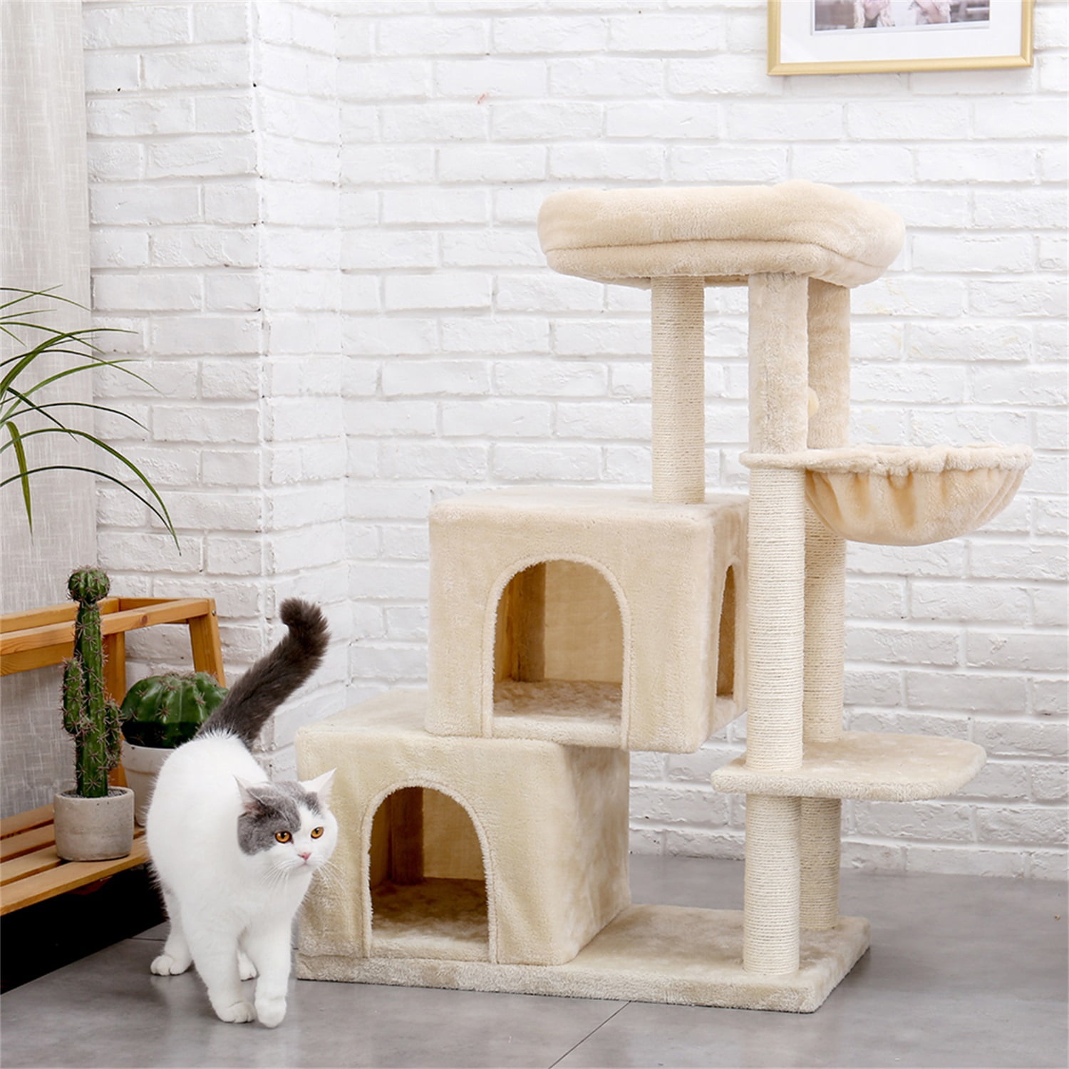 Pefilos Cat Tree House for Indoor Cats Cat Condo for Multiple Cats