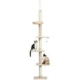 thumbnail image 1 of Pefilos Cat Tree Tower Interactive Adjustable 90"-108" Tall, 5-Tier Floor to Ceiling Cat Tower for Indoor Cats, Beige, 1 of 13