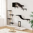 thumbnail image 1 of Pefilos Cat Wall Shelves and Perches Set, Cat Tower for Adult Cats Mounted Cat Tree House for Indoor Cats Modern Furniture for Cat Sleeping Playing Lounging Climbing Cat Tree for Large, Black, 1 of 19