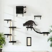 Pefilos Cat Wall Shelves and Perches Set of 5, Sleeping Playing Lounging Climbing Cat Tree House for Multiple Cats, Black