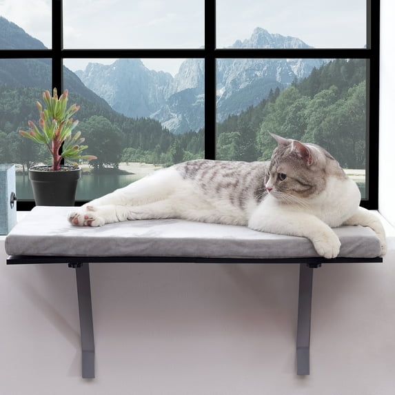 Pefilos Cat Window Perch for Pets, Easy Set Up, Gray