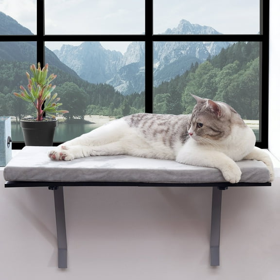 Pefilos Cat Window Perch for Pets, Easy Set Up, Gray
