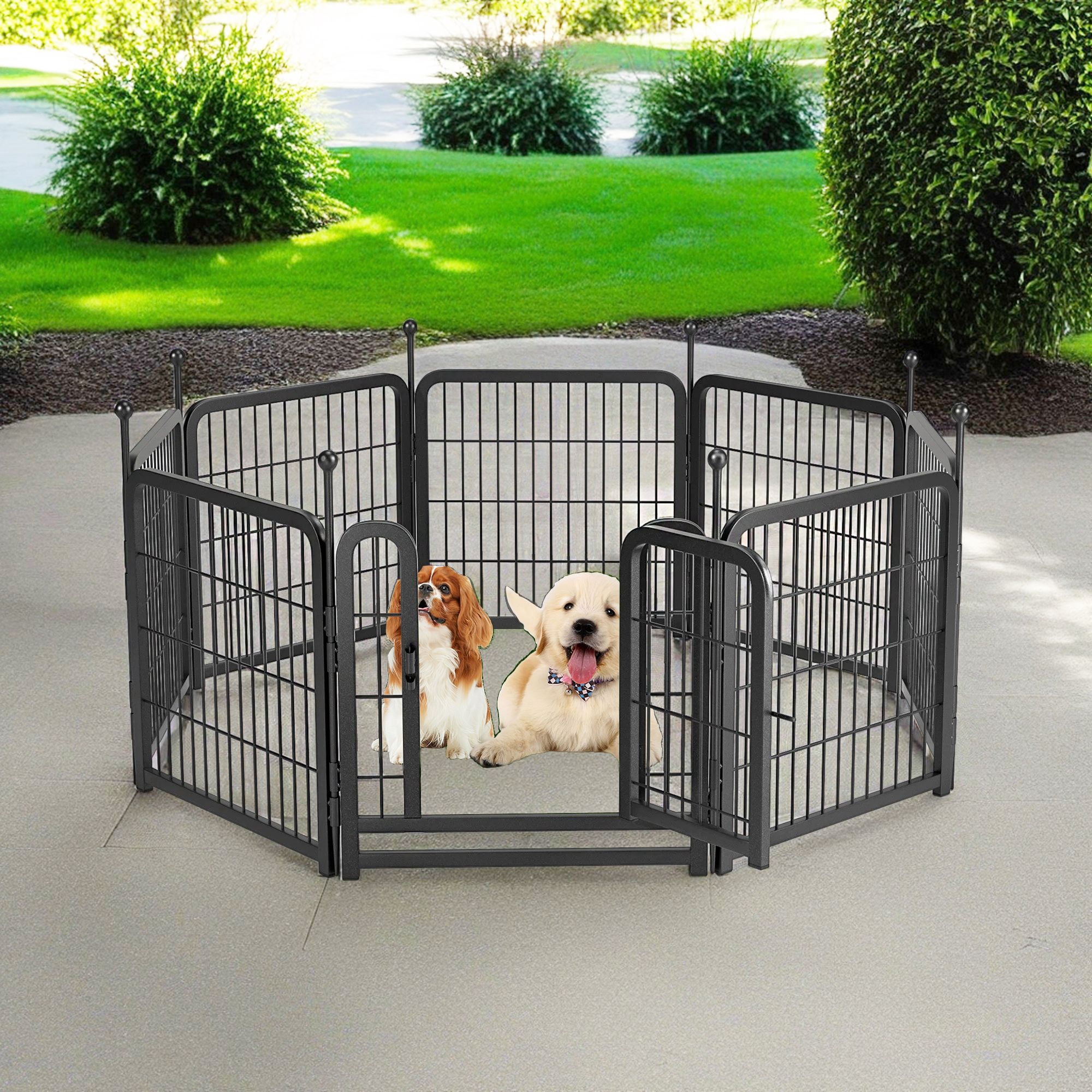 Pefilos Dog Playpen for Indoor, Yard, RV Camping, 24" 8 Panels Dog Fence for Puppy and Small Dogs, Outdoor Foldable Pet Exercise Pen, Black