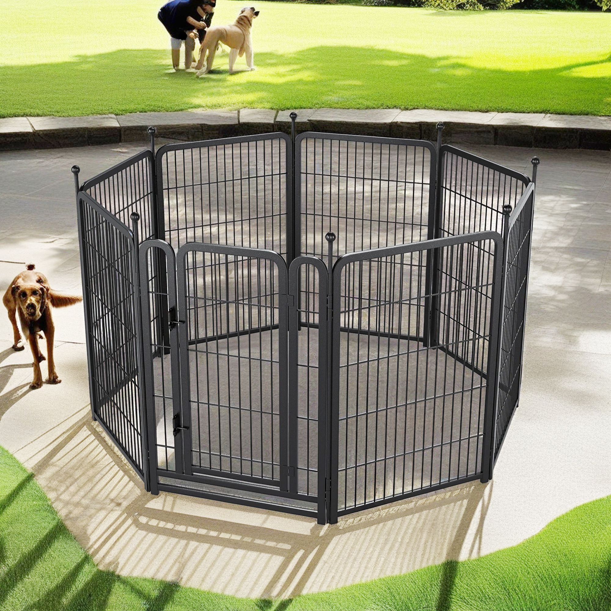 Pefilos Dog Playpen for Indoor, Yard, RV Camping, 40" 8 Panels Dog Fence for Puppy and Small Dogs, Outdoor Foldable Pet Exercise Pen, Black
