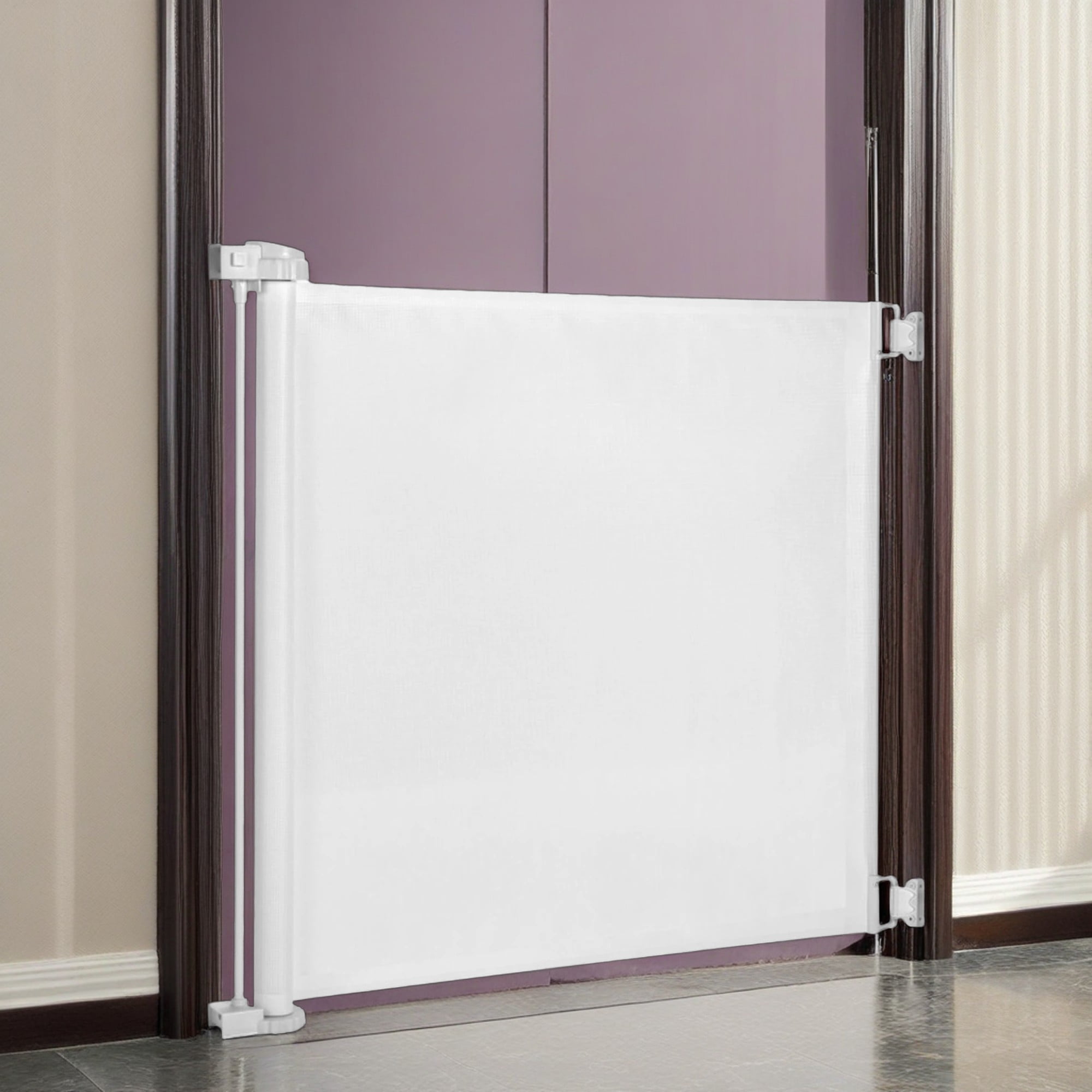 Pefilos Extends up to 55" Wide Mesh Dog Gate for The House, Retractable Baby Gates for Stairs, 34" Tall Child Gates for Doorways, Pet Door Indoor, White Pefilos Extends up to 55" Wide Mesh Dog Gate for The House, Retractable Baby Gates for Stairs, 34" Tall Child Gates for Doorways, Pet Door Indoor, White