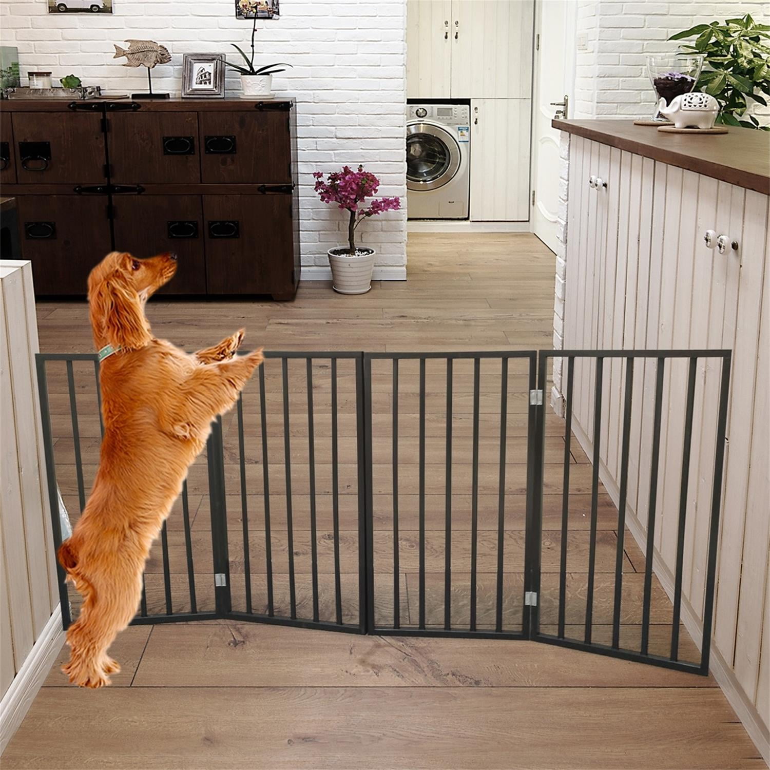 Pefilos Extra Wide and Tall Dog Gate for The House, Doorway, Stairs, Baby Gates for Dogs Freestanding Pet Gate for Cats, Folding Pet Puppy Safety Fence, Brown Pefilos Extra Wide and Tall Dog Gate for The House, Doorway, Stairs, Baby Gates for Dogs Freestanding Pet Gate for Cats, Folding Pet Puppy Safety Fence, Brown