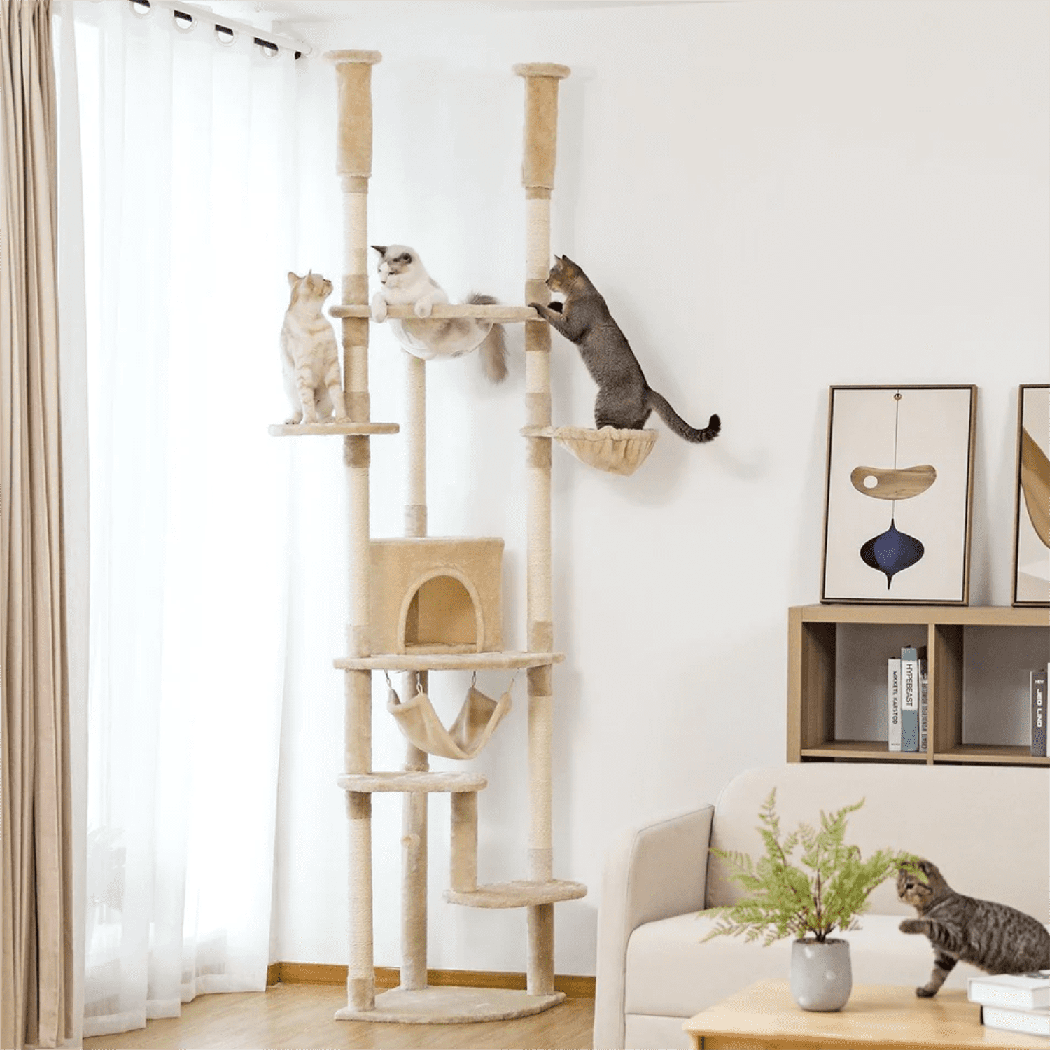 Pefilos Floor to Ceiling Cat Tree for Indoor 92.9