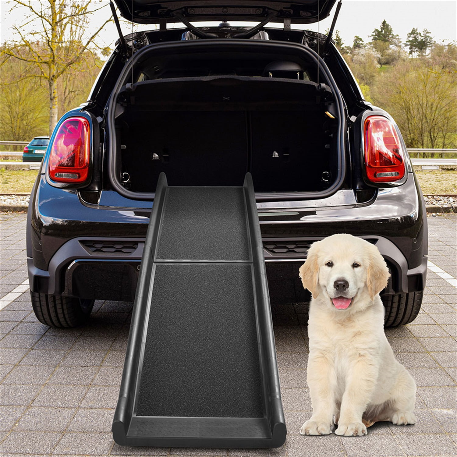 Pefilos Foldable Pet Ramp for Car Ride Folding Dog Ramp for Cars, Portable Pet Ramp for Large Dogs with Siderails, Easy Storage, Black Pefilos Foldable Pet Ramp for Car Ride Folding Dog Ramp for Cars, Portable Pet Ramp for Large Dogs with Siderails, Easy Storage, Black