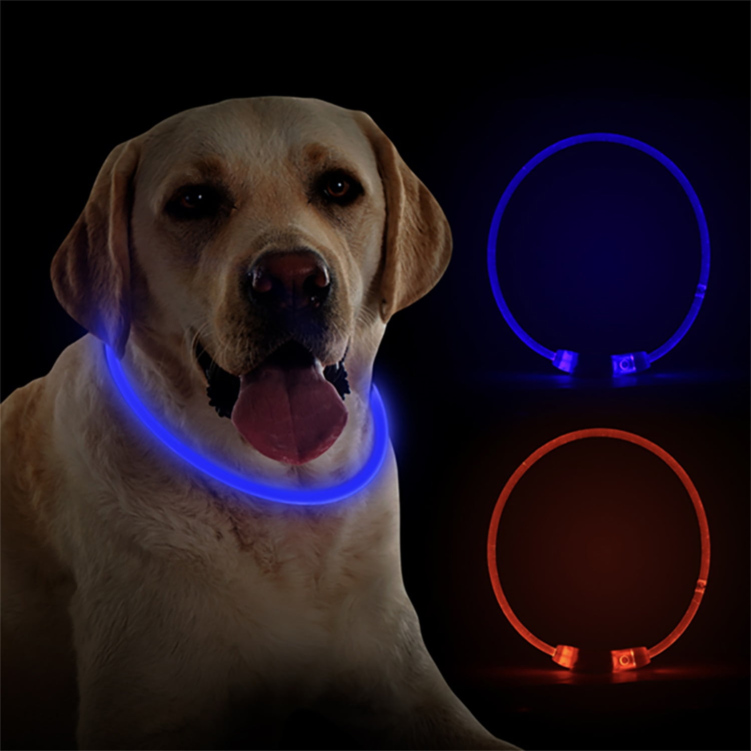 Pefilos Glowing Pet Collar, LED Dog Collar Light - Rechargeable Puppy Collar, TPU Cuttable Flashing Dog Necklace for Small Medium Dogs, Blue