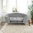 thumbnail image 1 of Pefilos Large Dog Couch Furniture, 30" Wide Pet Sofa for Medium Dogs with Removable Mattress, Luxury Raised Pet Couch Lounging Dog Bed with Anti-Slip Bottom, Light Gray, 1 of 10