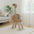 thumbnail image 1 of Pefilos Modern 46" Dinosaur Cat Tree Tower with Scratching Post, Rattan Cats House in 18" Diameter, Wicker Cats Bed with Removable Mat, Beige, 1 of 5