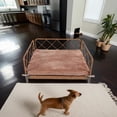 thumbnail image 1 of Pefilos Modern Dog Sofa 25" Wide Wicker Pet Bed with Removable Mattress Cover in, Water Resistant Rattan Dog Couch for Outdoor Indoor, Brown, 1 of 10