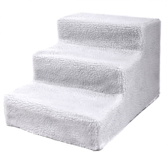 Pefilos Non-Slip 3 Tiers Plastic Dog Ramp/Ladder, Dog Stairs and Steps for Small Dogs Cats, Best for Small Animals,Doggy,Kitty, White