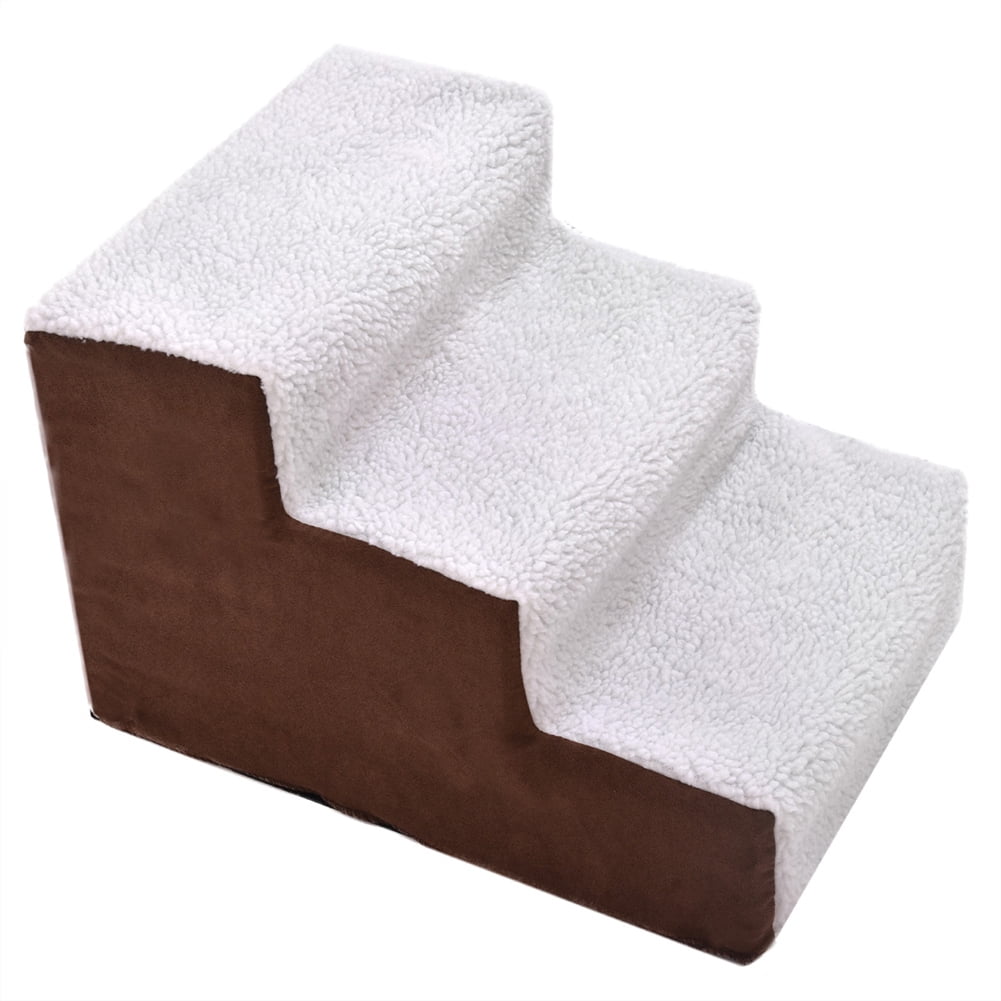 Pefilos Non-Slip Pet Stairs 3 Steps Portable 3 Tiers Cats Dog Ladder, Brown+White Pefilos Non-Slip Pet Stairs 3 Steps Portable 3 Tiers Cats Dog Ladder, Brown+White