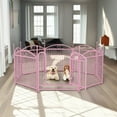 thumbnail image 1 of Pefilos Outdoor Dog Playpen with Doors, 24" 8 Panels Indoor Dog Fence Metal Dog Pen Pet Puppy Exercise Pen for RV Camping Garden Yard, Pink, 1 of 8