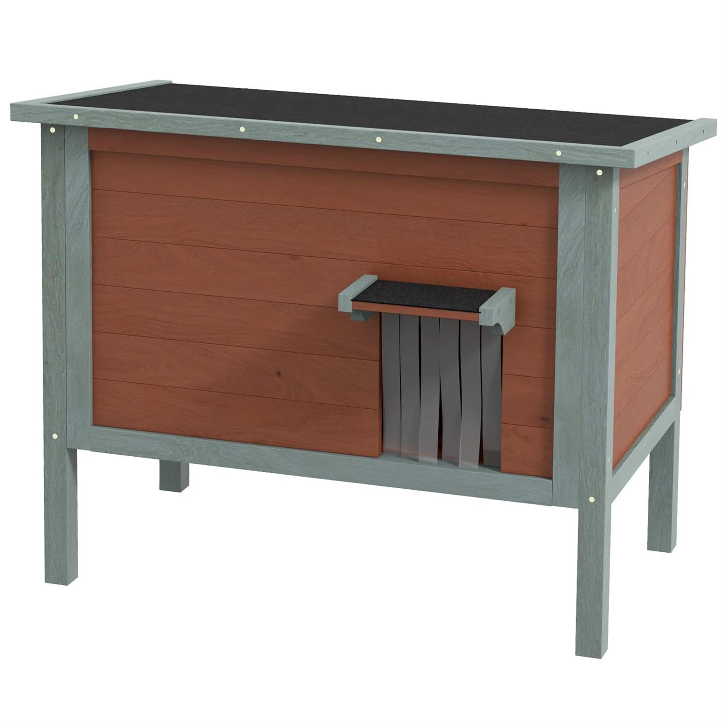 Pefilos Outdoor Weatherproof Cat House with Removable Floor, Wooden Feral Shelter for Cats and Small Animals, Brown