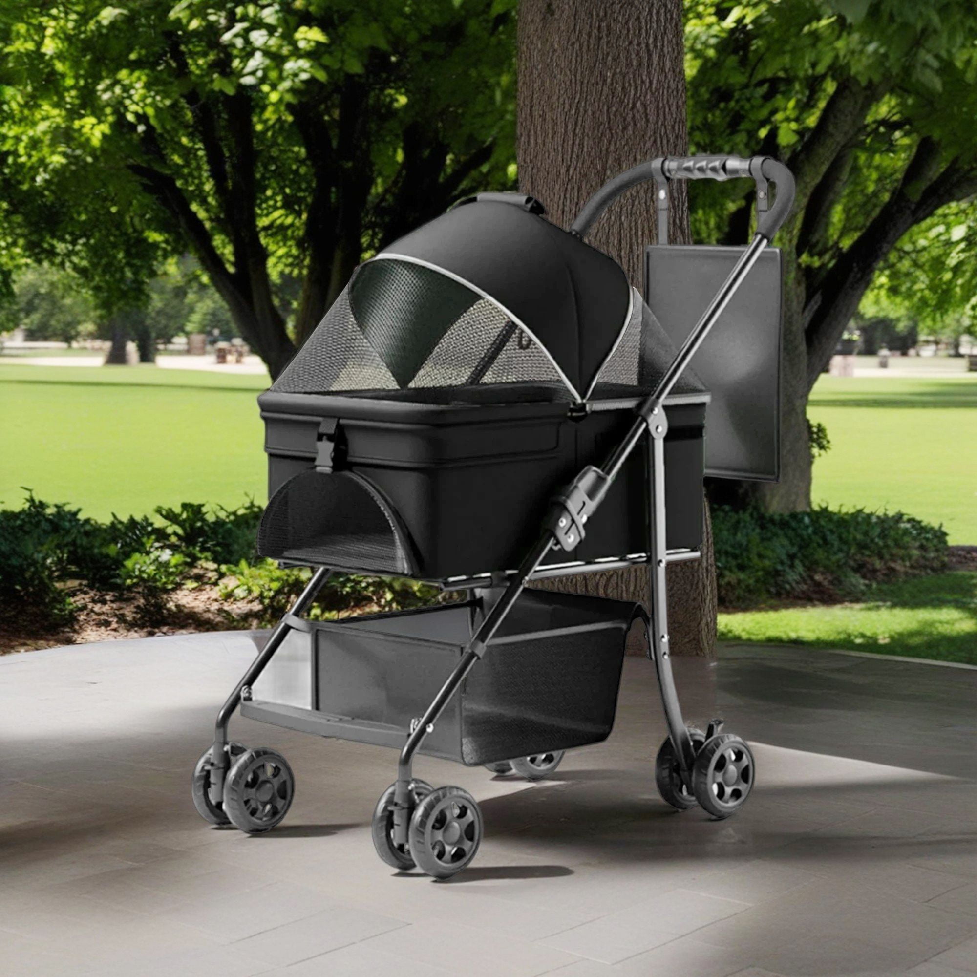 Pefilos Pet Stroller for Dogs Up to 33 lbs, 4 Wheels for Medium Dogs and Cats, Puppy Stroller with Removable Travel Carrier, Waterproof Pad, Black Pefilos Pet Stroller for Dogs Up to 33 lbs, 4 Wheels for Medium Dogs and Cats, Puppy Stroller with Removable Travel Carrier, Waterproof Pad, Black