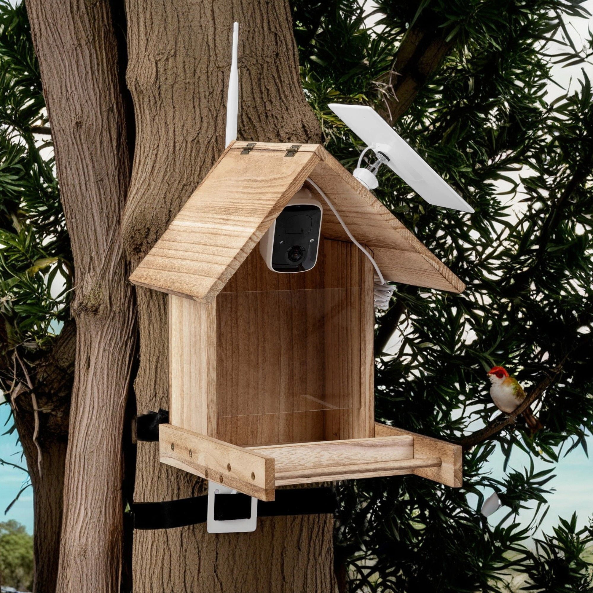 Pefilos Smart Bird Feeder House for Outside, Bird-Watching with 200W 1080P Solar Powered Camera, 3.5L Food Case, Auto Capture and Notify via APP, Beige Pefilos Smart Bird Feeder House for Outside, Bird-Watching with 200W 1080P Solar Powered Camera, 3.5L Food Case, Auto Capture and Notify via APP, Beige