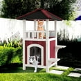 thumbnail image 1 of Pefilos 34" Wooden Pet Cat House for Outdoor and Indoor, Feral Cat Shelter with Jumping Platforms, Red, 1 of 7