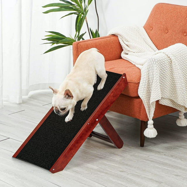 Pefilos Wooden Pet Ramp, Folding Portable Dog & Cat Ramp Perfect for Bed and Car, Non Slip