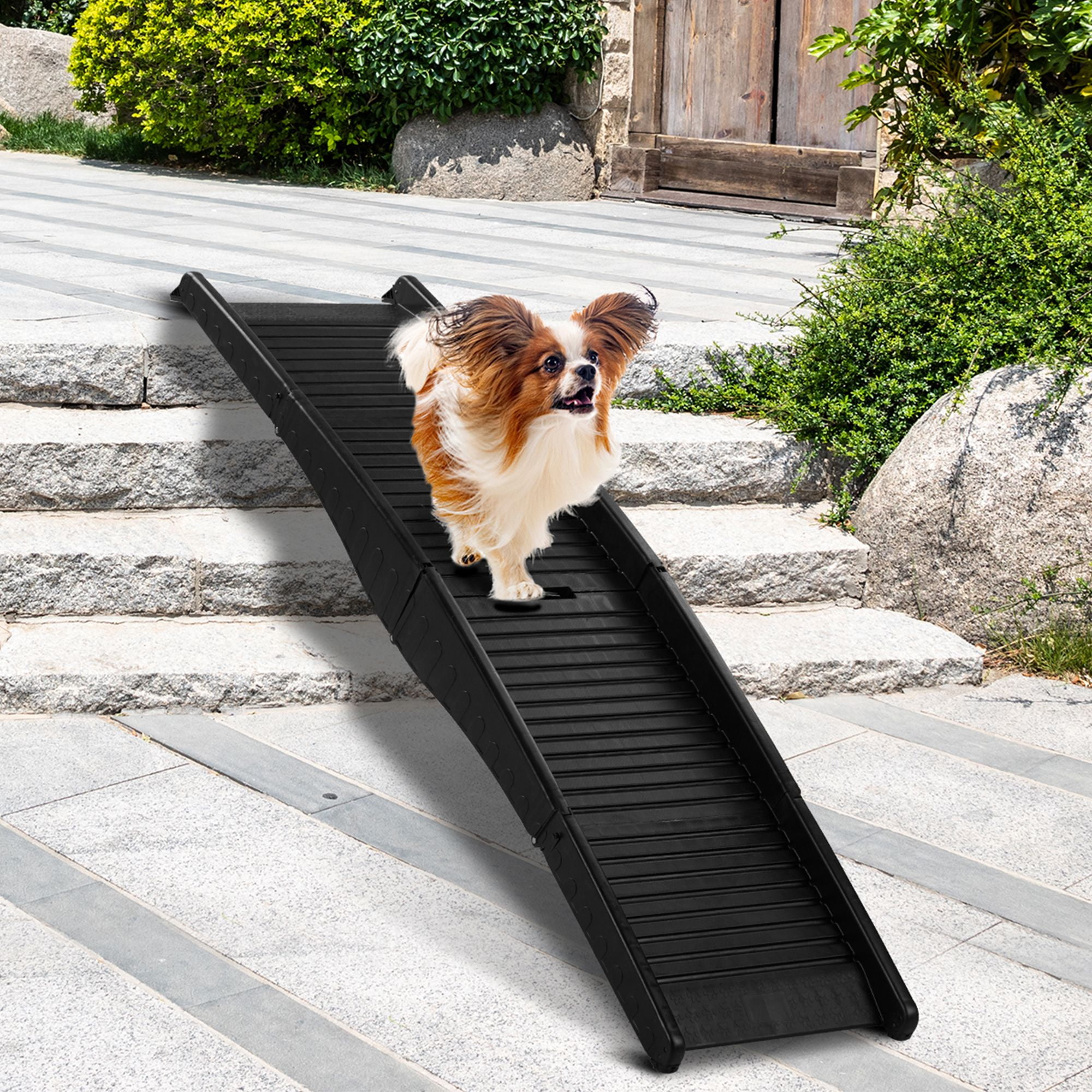 Pefilos 60" Nonslip Plastic Pet Ramp, Folding Portable Cat & Dog Ramp Perfect for Bed and Car, Trucks and SUVs, Black Pefilos 60" Nonslip Plastic Pet Ramp, Folding Portable Cat & Dog Ramp Perfect for Bed and Car, Trucks and SUVs, Black