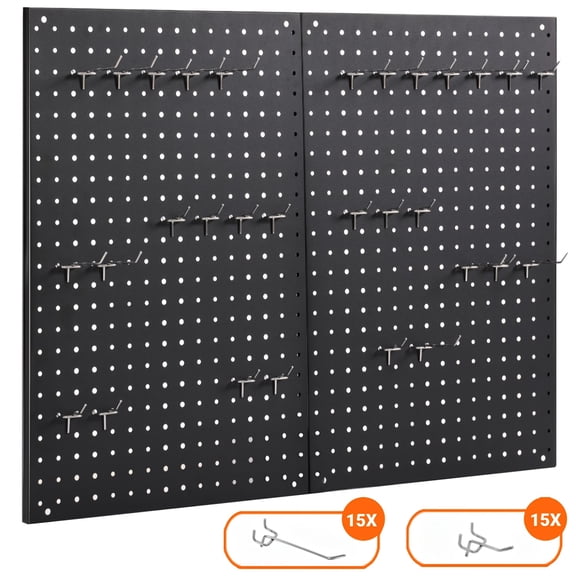 Peg Board, 2/3/4 Packs Metal Pegboard Panels White Hooks Set, Pegboard for Wall Organizer, Garage Tool Storage, Office Organization, Kitchen