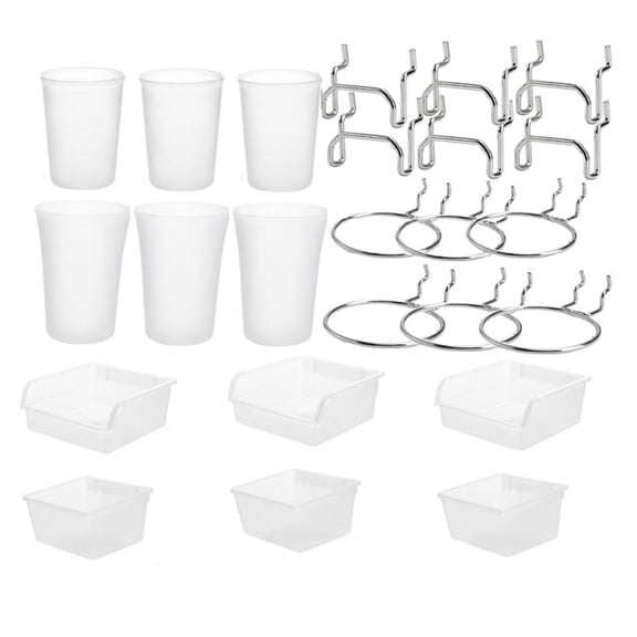 Peg Board Bins Peg Board Cups with Hooks & Loop 12Pack,Peg Board Organizer Accessories, Peg Board Tools Organizer A