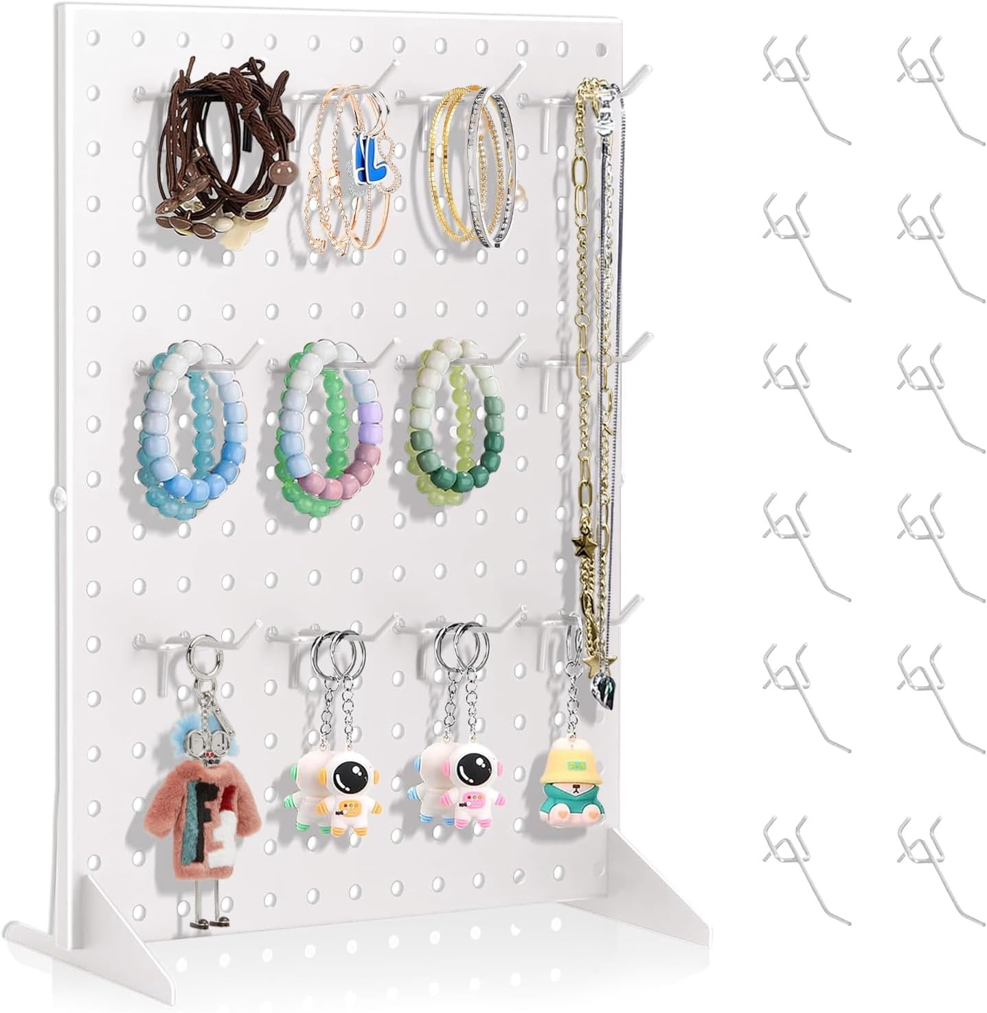 Pegboard Raks Peg Board Display Stand for Vendors with 12 Hooks Metal Tabletop ...