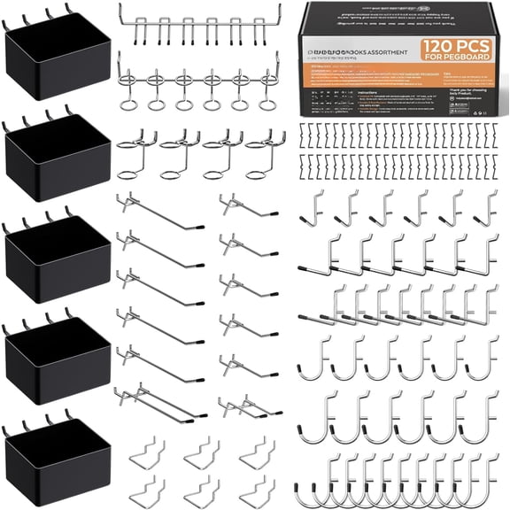 Peg Board Hooks Assortment with Bins, 278PCS Pegboard Accessories Organizer Kit for Organizing Various Tools, Fit 1/8 or 1/4 inch Pegboard for Hanging Storage, Garage Wall Attachments