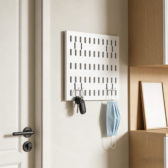 Peg Board, Pegboard Wall Organizer Panels For Keys, Wall Mount Display Small Pegboard Kits, Pegboard, Peg Boards For Wall Craft Room, For Kitchen, Garage, Workshop, Tool Accessories - White Pegboard