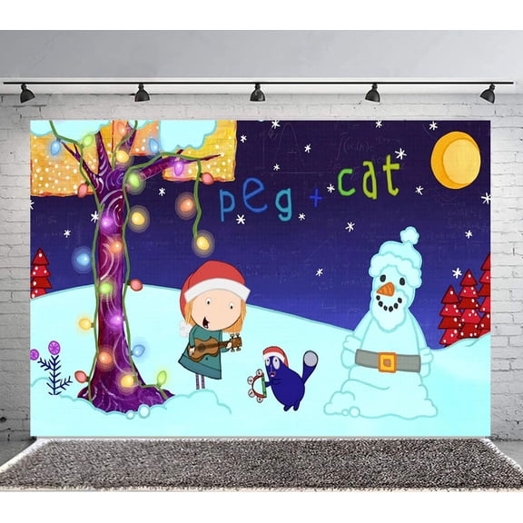 Peg + Cat Backdrop Banner Party Supplies Poster Movie Theme Background for Photography Birthday Decorations