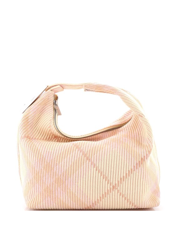 Peg Handle Bag Knit Check Fabric Medium By Rebag