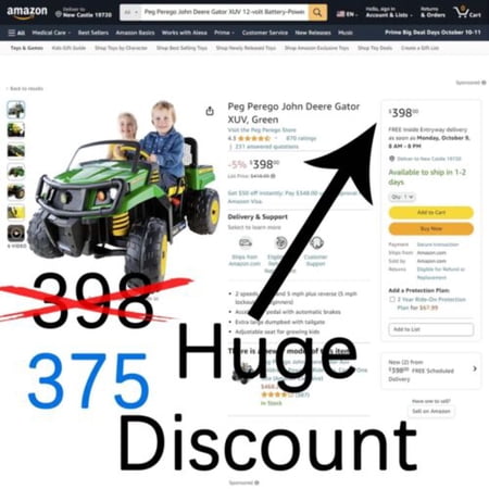 Peg Perego John Deere Gator XUV 12V Battery-Powered Ride-On, Green