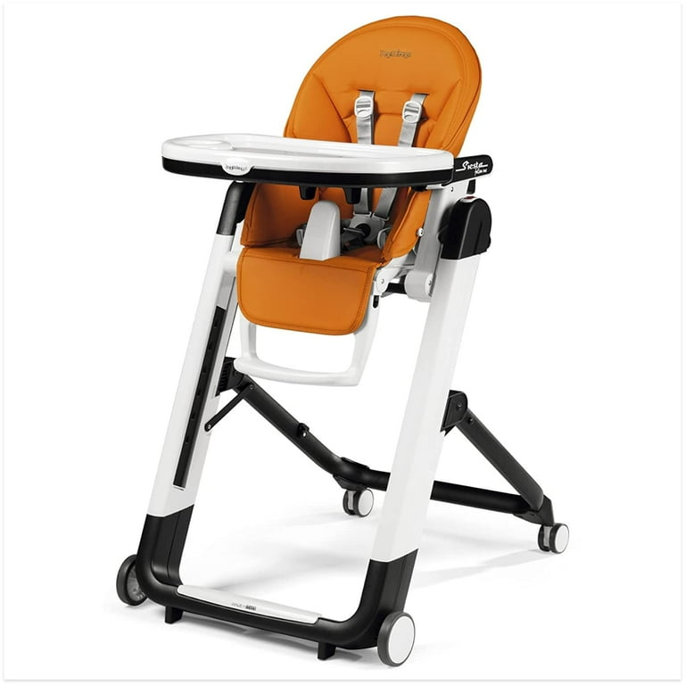 Peg Perego Siesta Multifunctional Compact Folding High Chair From Birth to Toddler Recliner and High Chair Made in Italy Arancia Orange