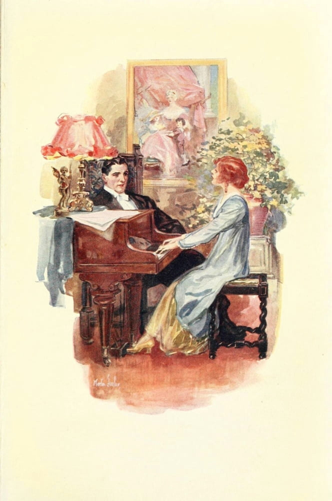 Peg o my Heart 1913 Peg at piano Canvas Art - Martin Justice (18 x 24)