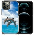 thumbnail image 1 of Pegacell Cover Case Compatible for Apple iPhone 12 (6.1 Inch) / iPhone 12 Pro (6.1 Inch) Case - Colorful Design Hybrid Armor Case Shockproof Dual Layer Protective Phone Cover - Jumping Dolphin, 1 of 2