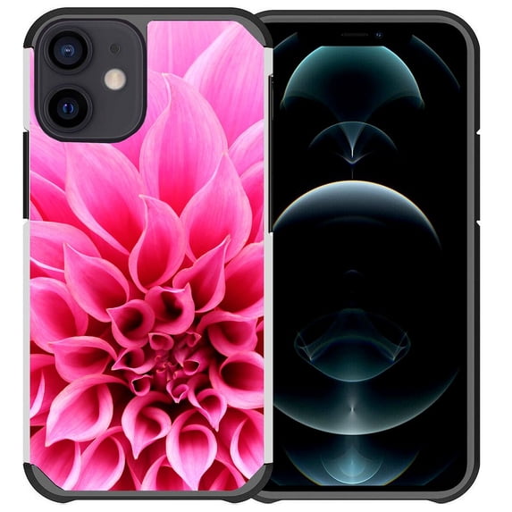 Pegacell Cover Case Compatible for Apple iPhone 12 Mini Case - Colorful Design Hybrid Armor Case Shockproof Dual Layer Protective Phone Cover - Pink Dhalia