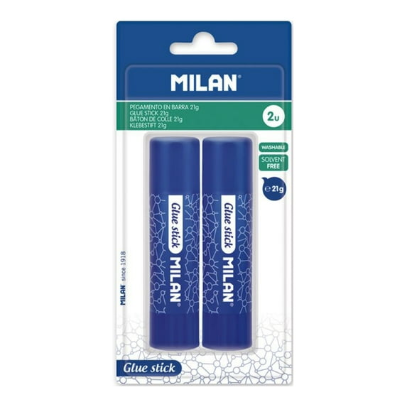 Pegante en Barra mediano de 21gr Multiusos Blister X 2 Milan Stick 21gr