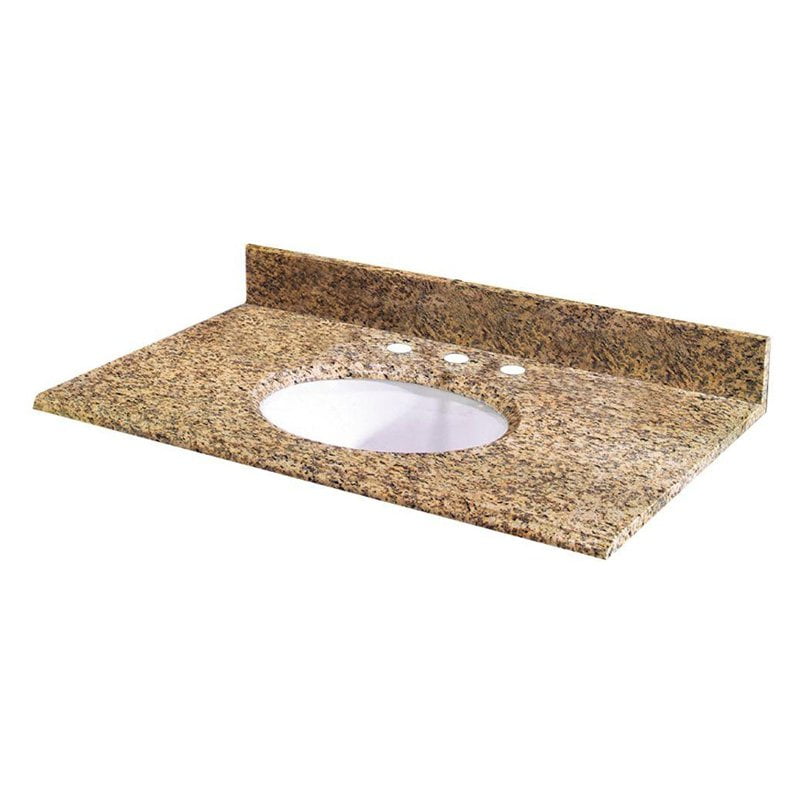 Pegasus 25W x 22D in. Granite Vanity Top with White Bowl
